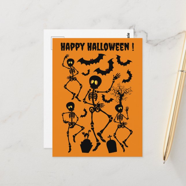 Cartão Postal Halloween Skeletons Macabre Dance (Frente/Verso In Situ)