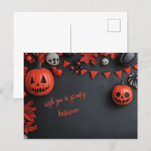 Cartão Postal Halloween Skull