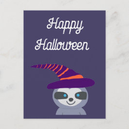 Cartão Postal Halloween Sloth no Chapéu das Bruxas