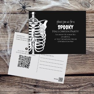 Cartão Postal Halloween Spookey Skeleton QR Code Mídia Social