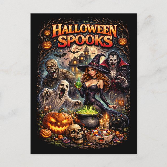 Cartão Postal Halloween Spooks (Frente)