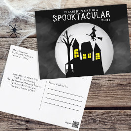Cartão Postal Halloween Spooktacular Spooky, Bruxa de Casa Assom