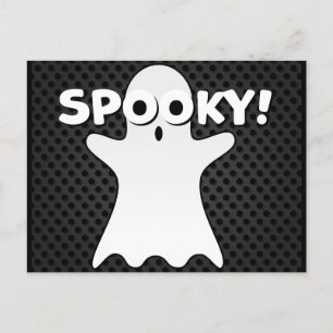 Cartão Postal Halloween Spooky Ghost Black