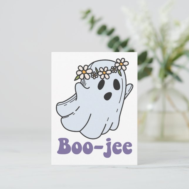 Cartão Postal Halloween Spooky Ghost Boo Jee Boo (Em pé/Frente)