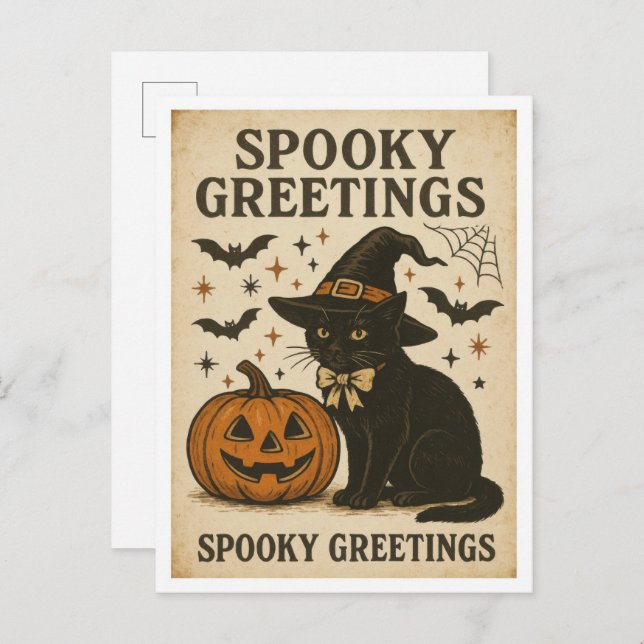 Cartão Postal Halloween Spooky Greetings (Frente/Verso)