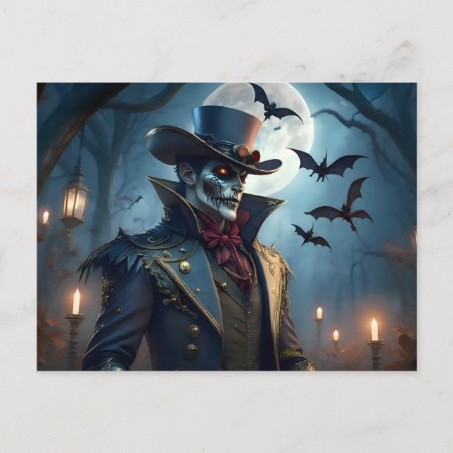 Cartão Postal Halloween Steampunk Southern Gentleman Zombie (Frente)