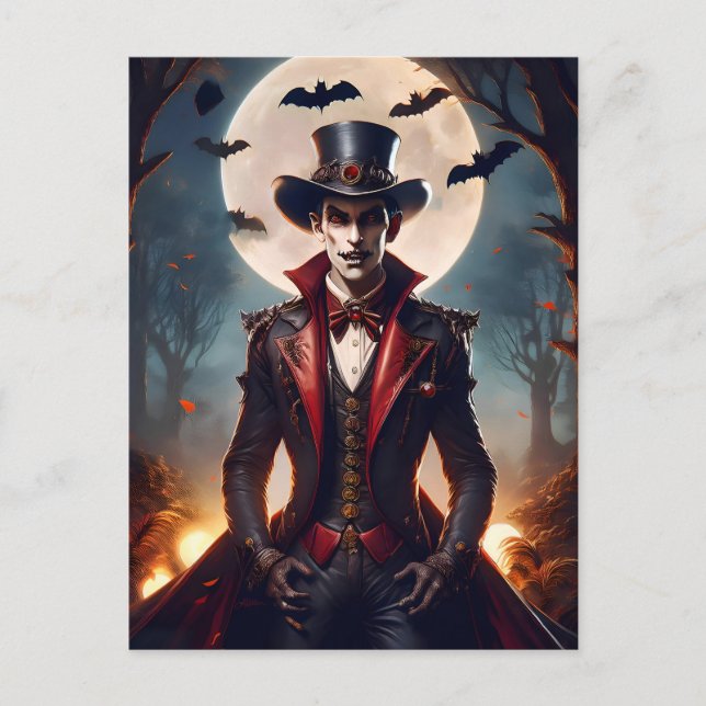 Cartão Postal Halloween Steampunk Vampire Zombie (Frente)