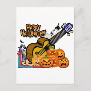 Cartão Postal Halloween Ukulele