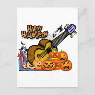 Cartão Postal Halloween Ukulele