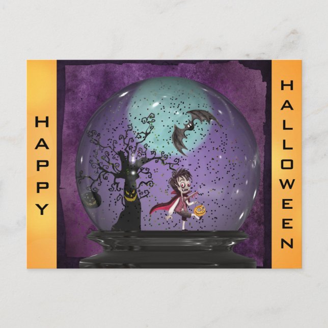 Cartão Postal Halloween, um vampiro gótico e bonito (Frente)