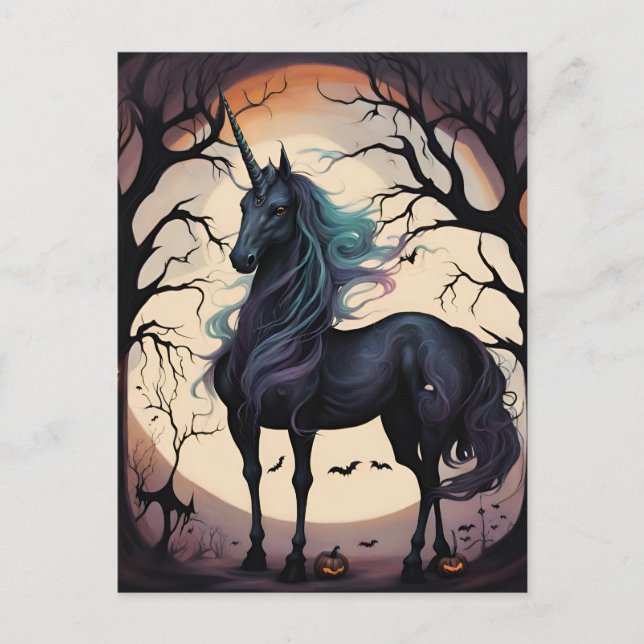 Cartão Postal Halloween Unicorn (Frente)