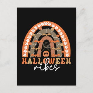 Cartão Postal Halloween Vibes Boho Rainbow Fall Spooky