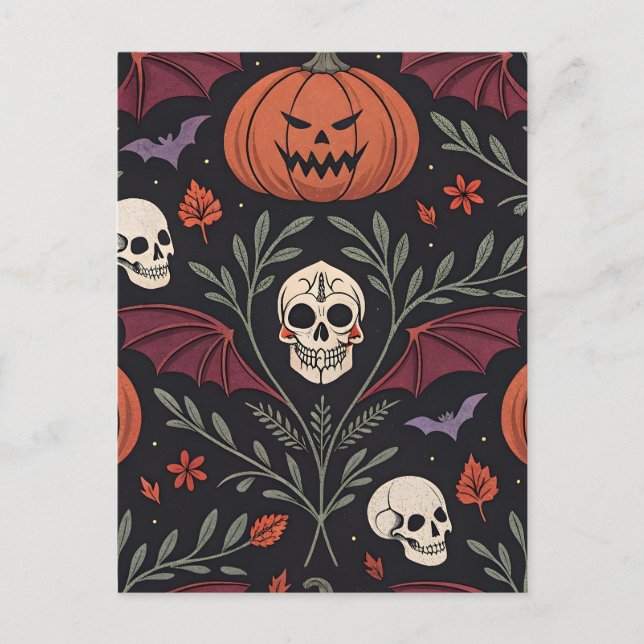 Cartão Postal Halloween Vibes Pattern (Frente)