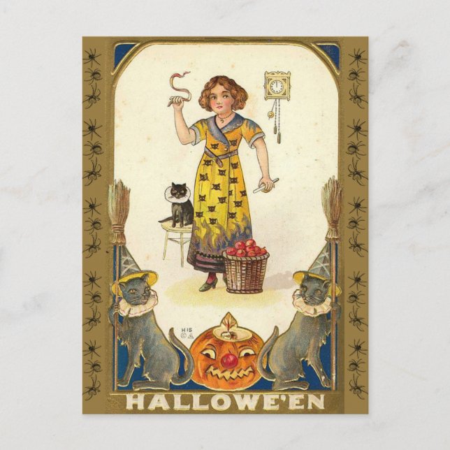 Cartão Postal Halloween Vintage Cobra Priestess (Frente)