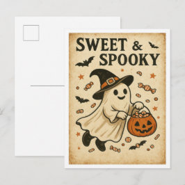 Cartão Postal Halloween Vintage Doce e Assustador