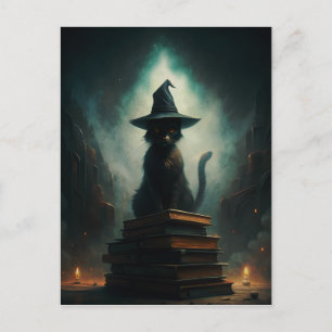 Cartão Postal Halloween Witch Cat