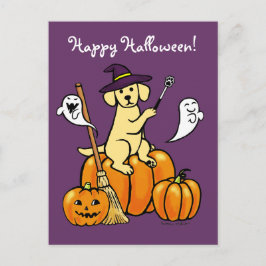 Cartão Postal Halloween Yellow Labrador Cartoon 2