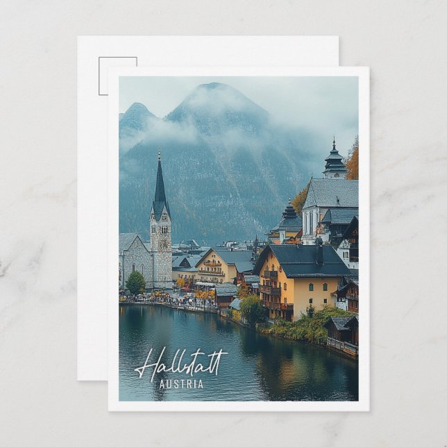 Cartão Postal Hallstatt Áustria Belo Lugar Turístico (Frente/Verso)