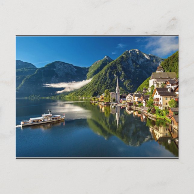 Cartão Postal Hallstatt, fotografia cênica da Áustria (Frente)