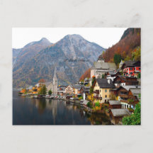 Hallstatt, paisagem de outono na Áustria