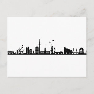 Cartão Postal HAMBURG Elbe Alemanha Silhueta da Cidade