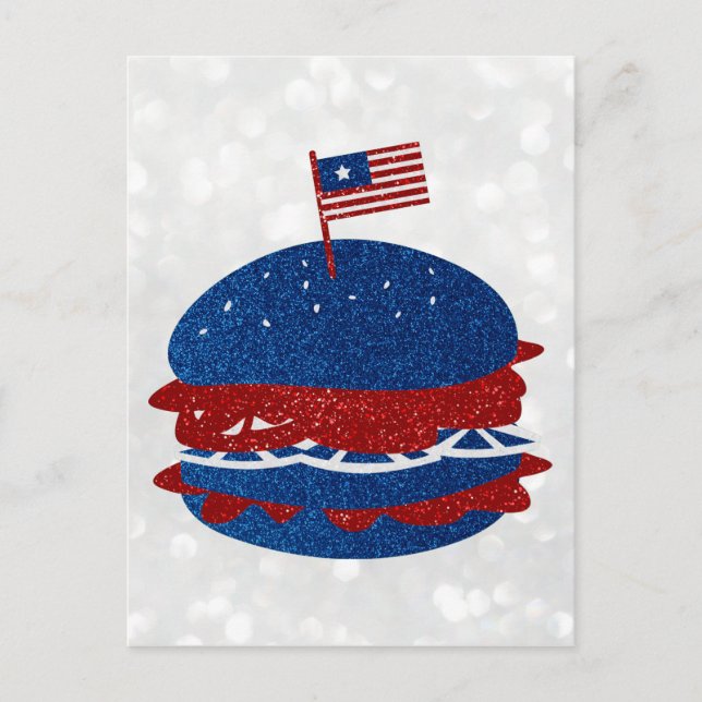 Cartão Postal Hamburger 4 de Julho Brilho (Frente)