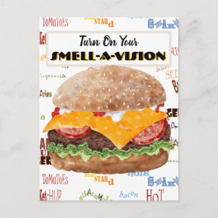 Cartão Postal Hamburger Funny Fast Comida
