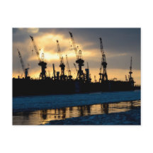 Hamburger Hafen Sonnenuntergang - Hamburgo