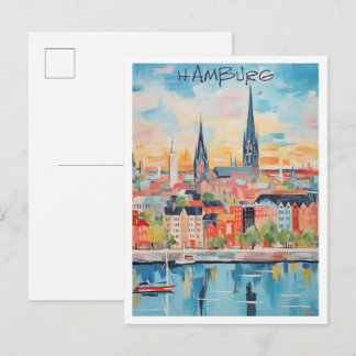 Cartão Postal Hamburgo Alemanha Arte Viagem