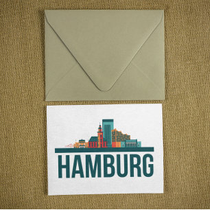 Cartão Postal Hamburgo Alemanha Skyline Cityscape
