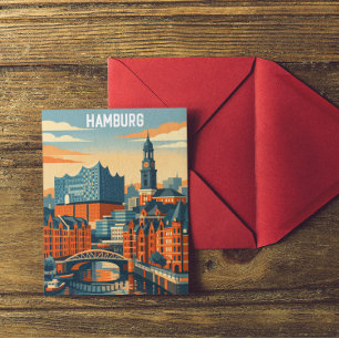 Cartão Postal Hamburgo Viagem Minimalista Porto Alemanha 