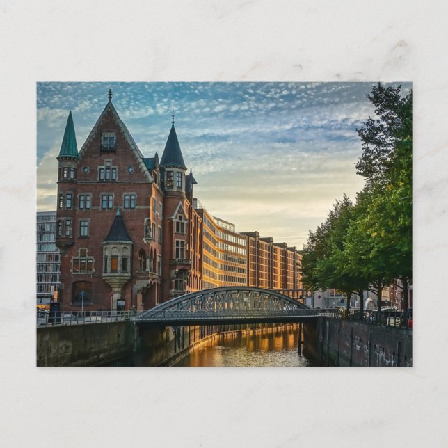 Cartão Postal Hamburgo, Vista da Cidade da Alemanha (Frente)