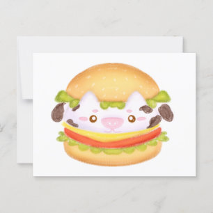 Cartão Postal Hambúrguer de Vaca Adorável