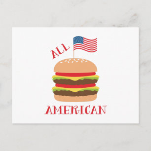 Cartão Postal Hambúrguer totalmente americano
