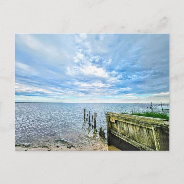 Cartão Postal Hampton Bays Long Island Clouds Oceano (Frente)