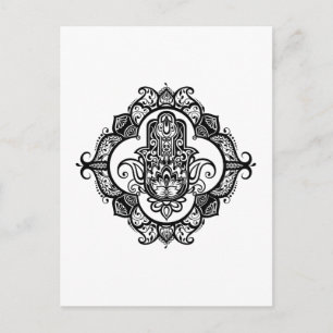 Cartão Postal Hamsa com porta de ornamentos étnicos
