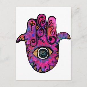 CARTÃO POSTAL ** HAMSA COR-DE-ROSA **