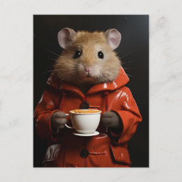 Cartão Postal Hamster Adorável Com Manteiga de Amendoim em uma C