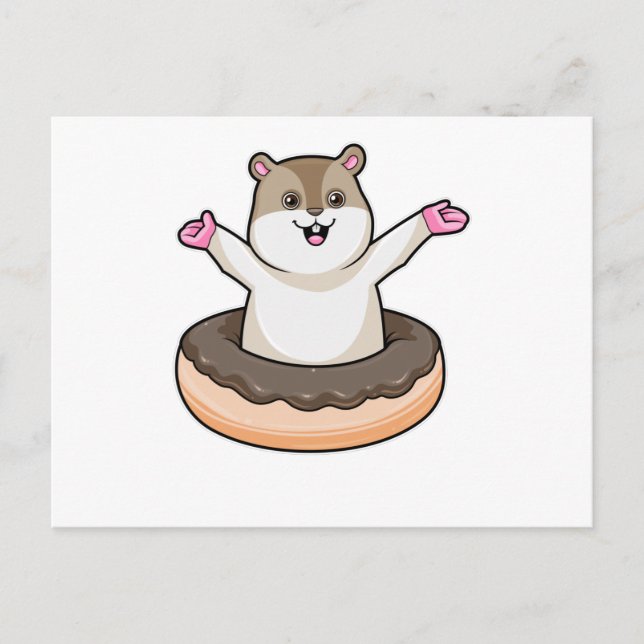 Cartão Postal Hamster com Donut de Chocolate (Frente)