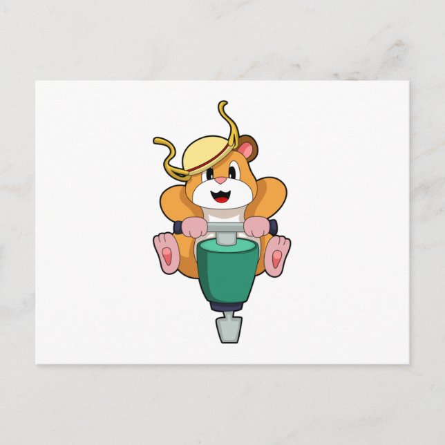 Cartão Postal Hamster com Martelo Perfurador (Frente)