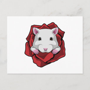 Cartão Postal Hamster com Rosa