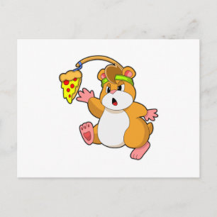 Cartão Postal Hamster comendo com pizza