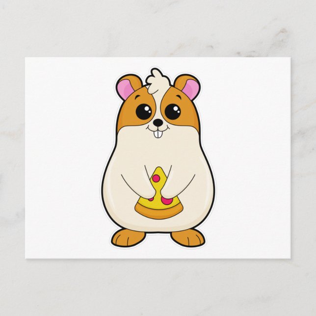Cartão Postal Hamster comendo pizza (Frente)