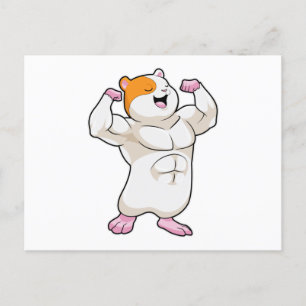 Cartão Postal Hamster como Fisiculturista com grandes Músculos