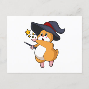 Cartão Postal Hamster como Mago com varinha mágica