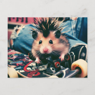Cartão Postal Hamster de Cute do Skateboard Punk