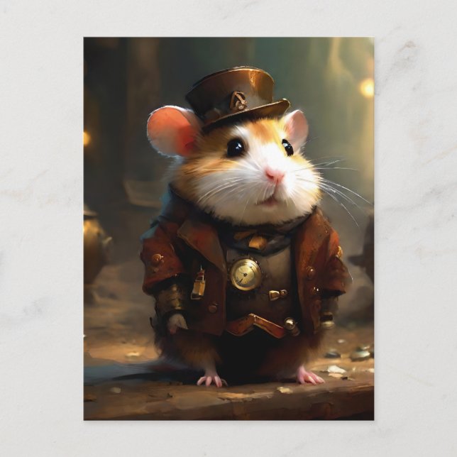 Cartão Postal Hamster de Steampunk (Frente)