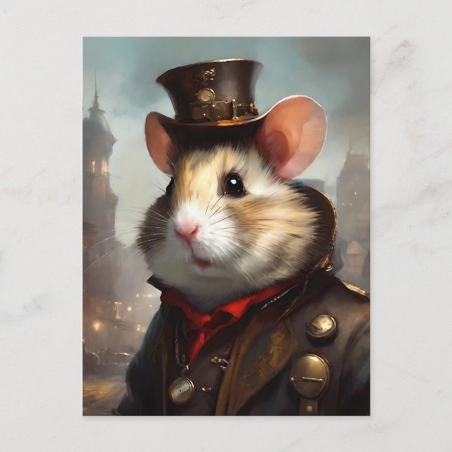 Cartão Postal Hamster de Steampunk (Frente)