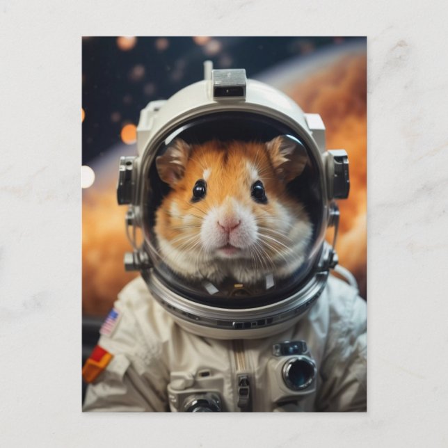 Cartão Postal Hamster do Astronauta Espacial Exterior (Frente)
