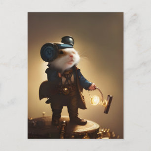 Cartão Postal Hamster do Explorador Steampunk